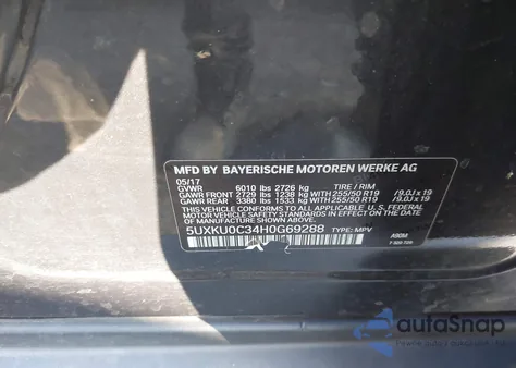 2017 BMW X6 Sdrive35I из США, поврежденный, VIN 5UXKU0C34H0G69288